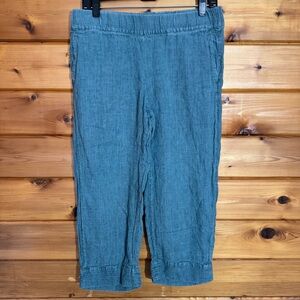 Pure Jill Teal Linen Cropped Pull on Pants in size Small